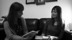 Me listening to Emma Claire's reading of Virginia Woolf